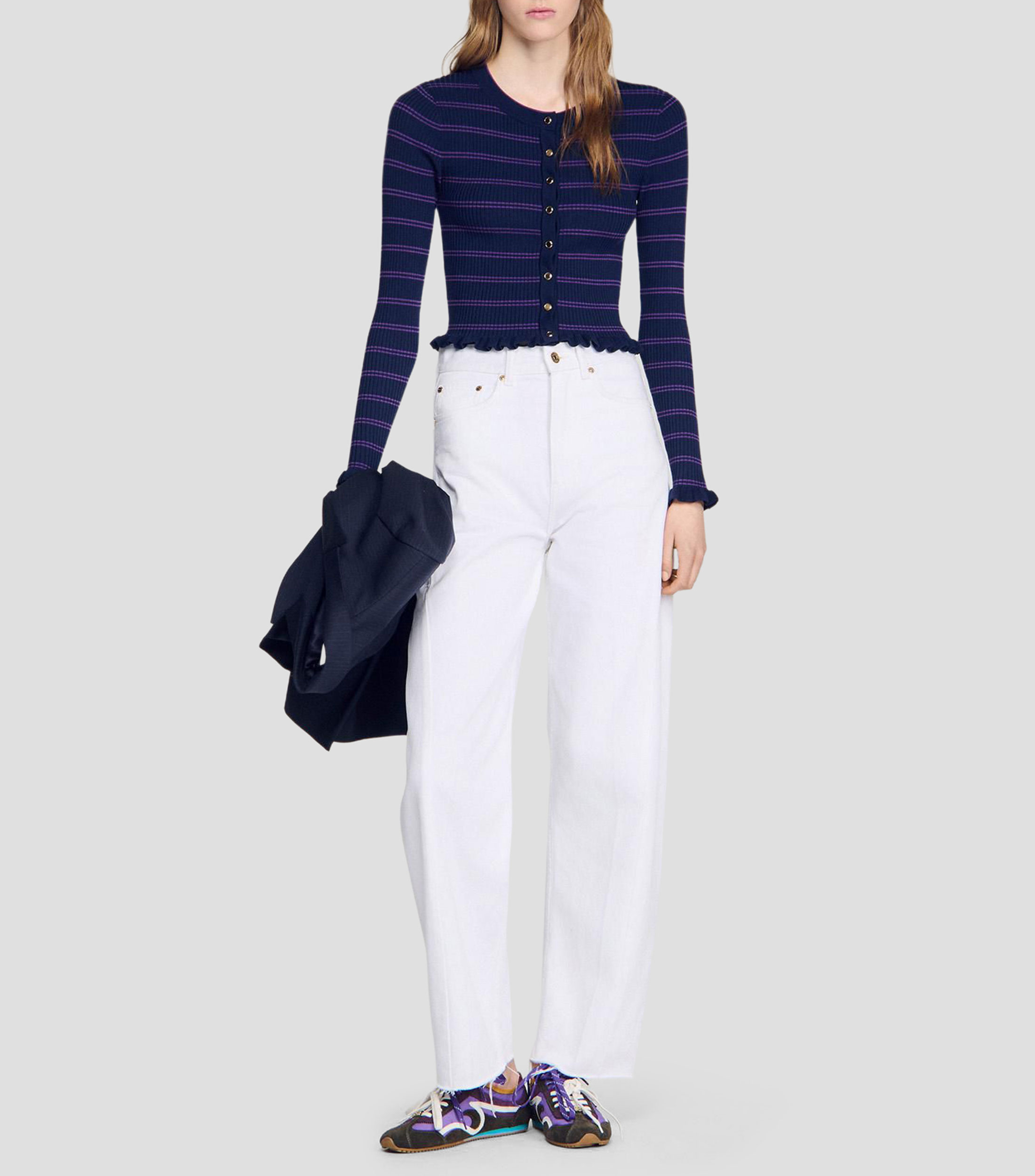 Blusa con rayas manga larga Mujer